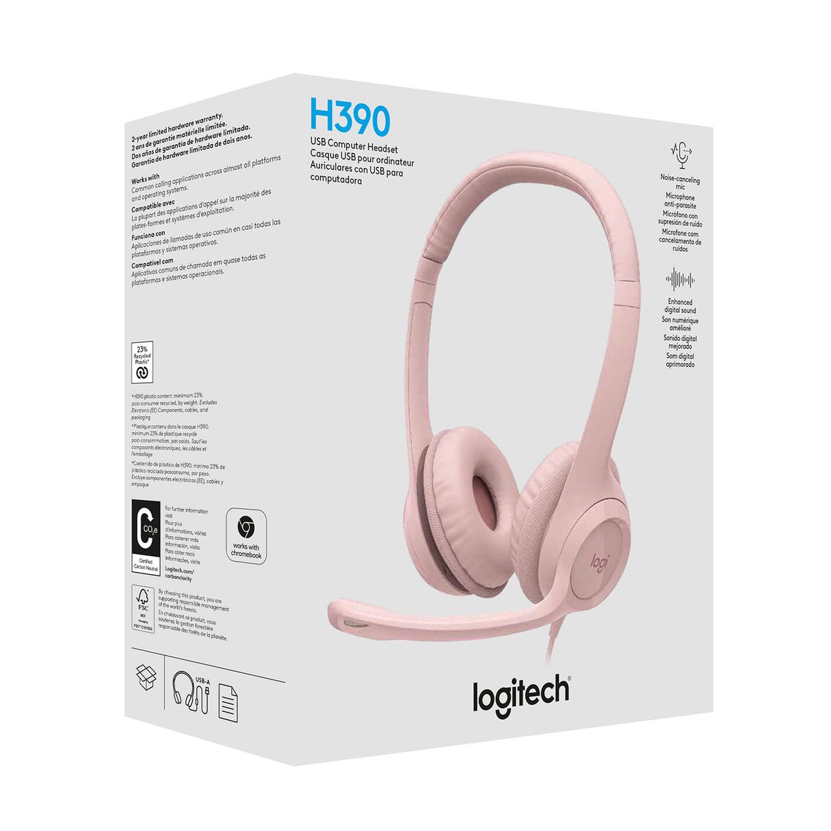 LOGITECH - 981-001280 HEADSET USB HEADSET H390 ROSE
