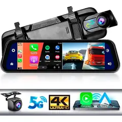 GENERICO - Pantalla Auto Espejo Retrovisor Android Y Cp Camara Dual 4k