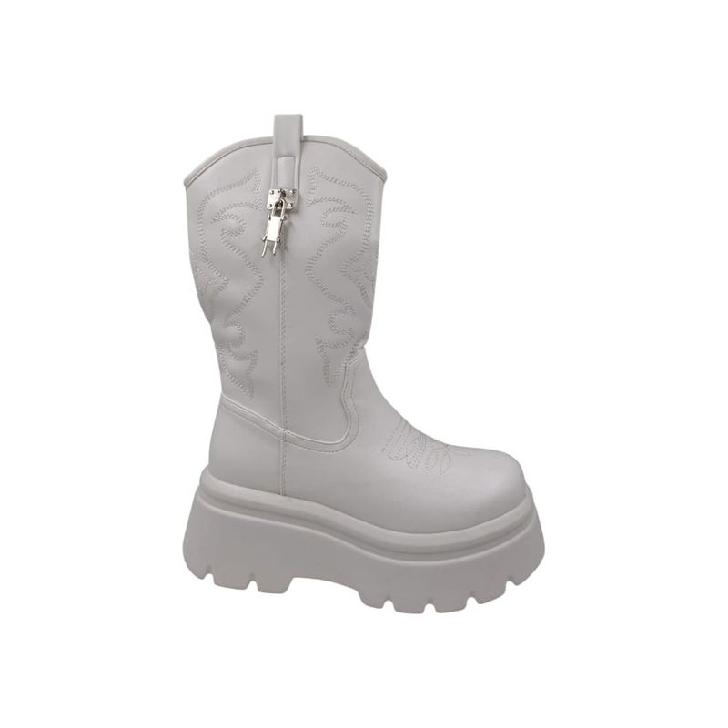 HERIEL - Bota Blanca Plataforma Mujer