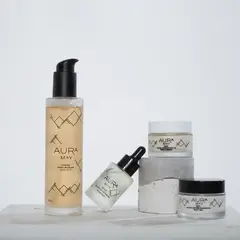 AURA MAY - Set Skincare Crema Dia y Noche Agua Micelar y Aceite Facial