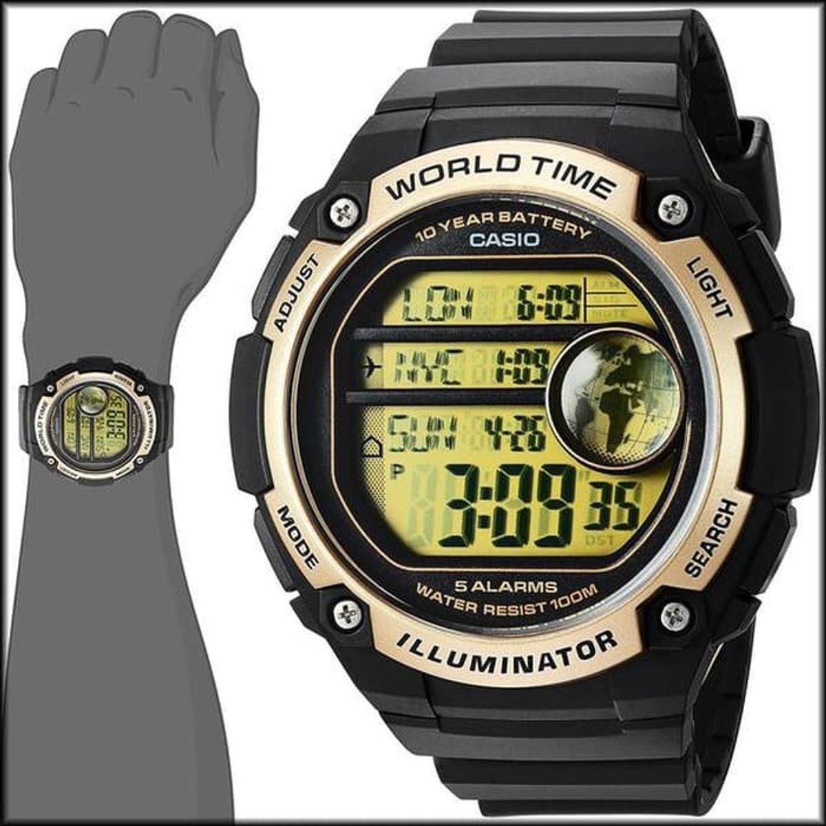 CASIO - RELOJ CASIO AE3000W-9AV HOMBRE WORLD TIME ILUMINATOR