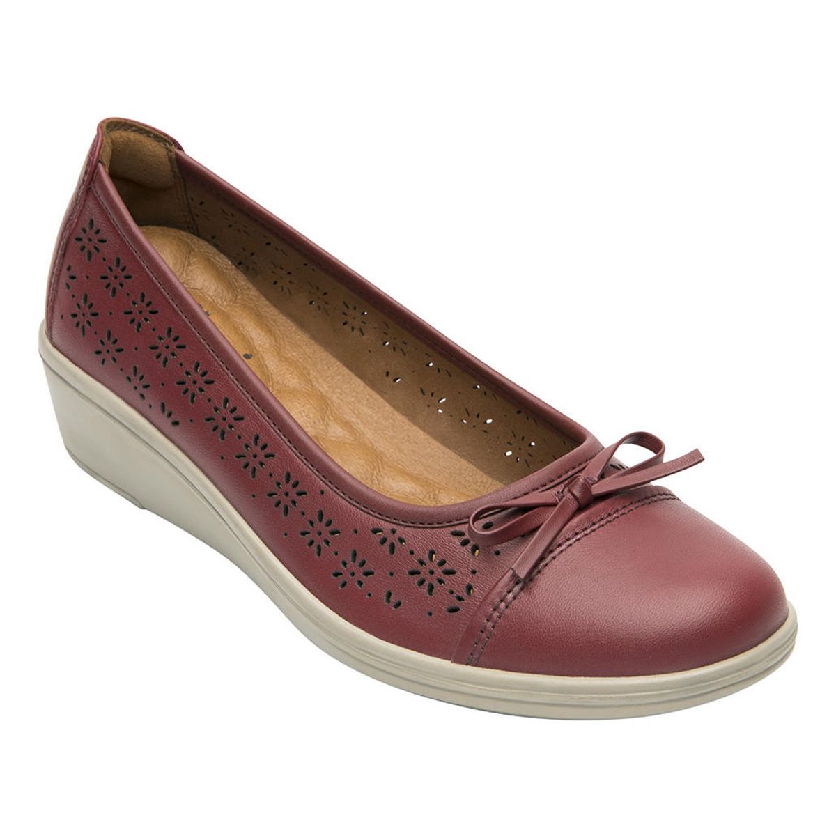 FLEXI - Zapato Mujer Cuero Castaña Rojo Flexi