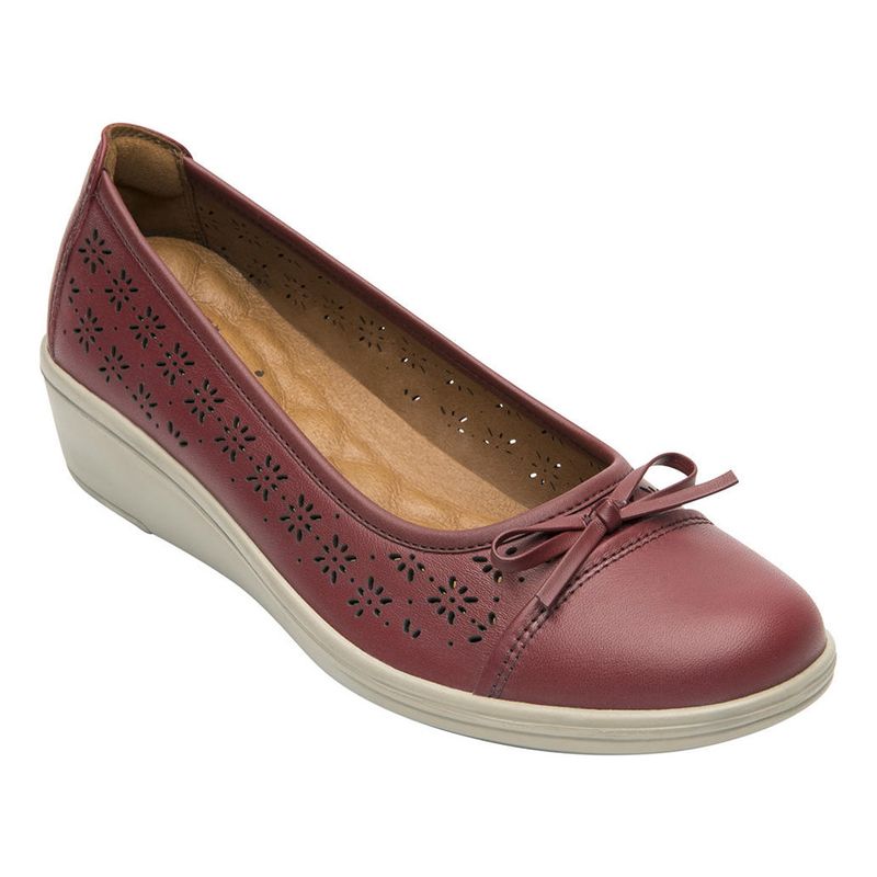 FLEXI - Zapato Mujer Cuero Castaña Rojo Flexi