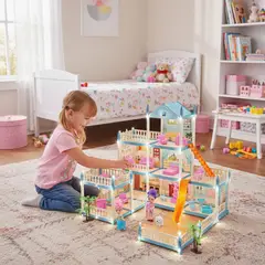 BABYLUNA - Casa De Muñecas 3 Niveles Con Luces Decorativas Y Accesorios