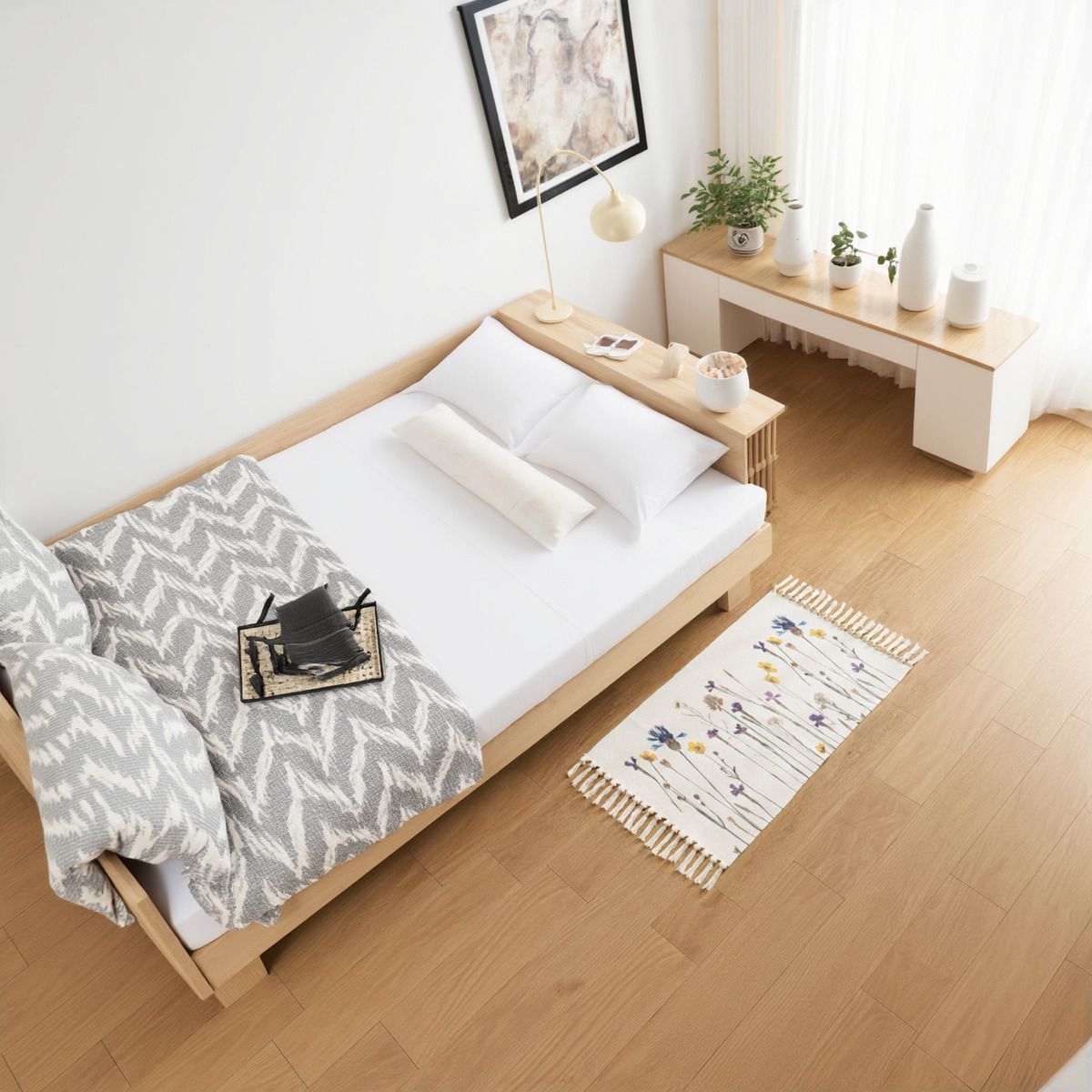 GENERICO - Bajada De Cama 60 x 90 cm Lino Con Diseño Floral 730