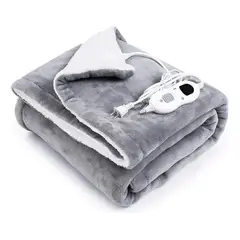 GENERICO - Manta Eléctrica Sherpa y Felpa Frazada Calienta Cama Lavable