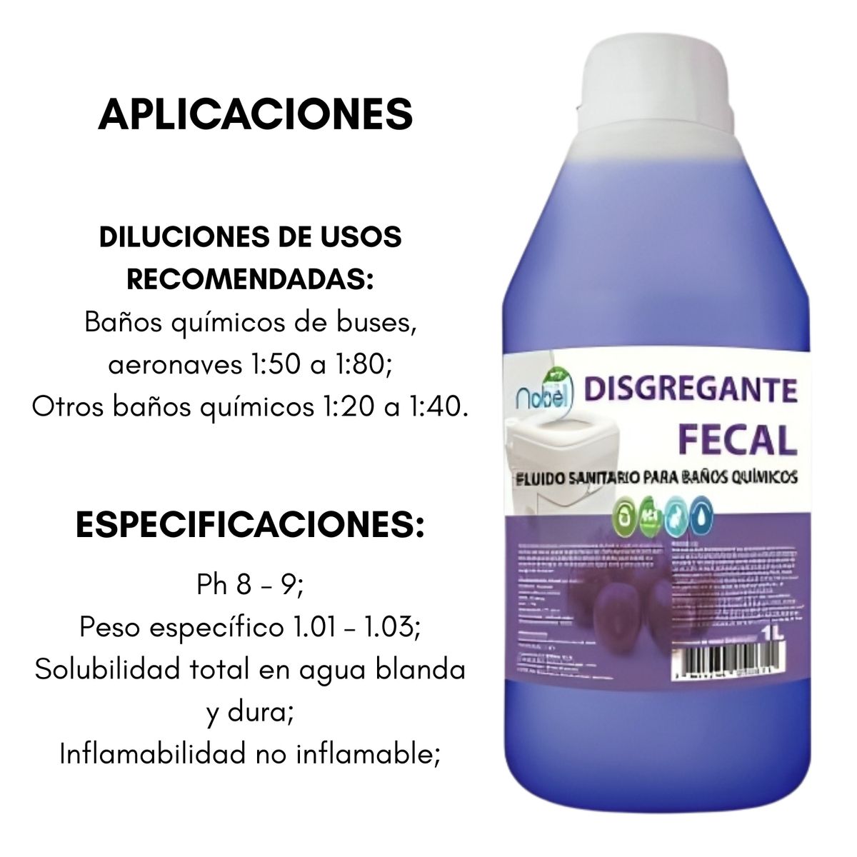 GENERICO - 2 Disgregante Liquido Para Baño Químico Desodorizante 1 lt