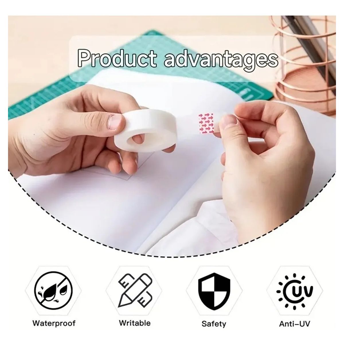 GENERICO - Pack 12 cintas adhesiva pequeñas transparente 1.2cm *20 metros