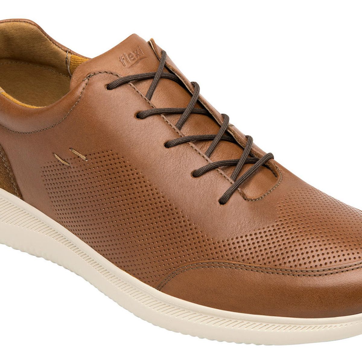FLEXI - Zapatilla Hombre Cuero Hika Café Flexi
