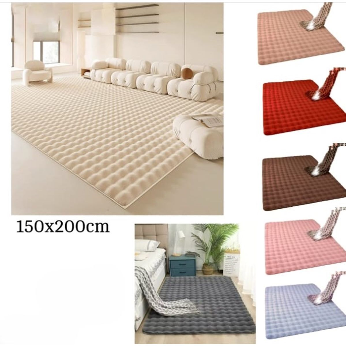 GENERICO - BELLA ALFOMBRA LUJOSA TERCIOPELO BURBUJAS DE PIEL DE CONEJO SINTETICA