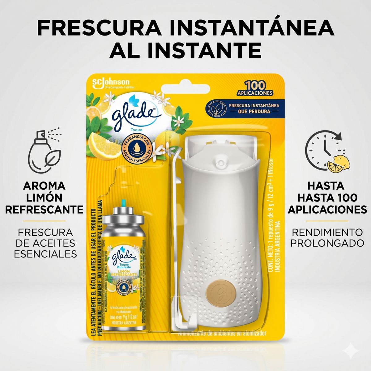 GLADE - Glade Toque Aparato + Repuesto 9g Aroma Limón Refrescante