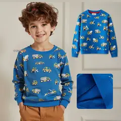 JUMP KIDS - Polerón Algodón Cuello Redondo Niño Azul Claro Grúa
