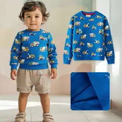 JUMP KIDS - Polerón Algodón Cuello Redondo Niño Azul Claro Grúa