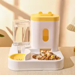 GENERICO - Dispensador Automático De Comida Y Agua Para Mascotas 2en1 Amarillo