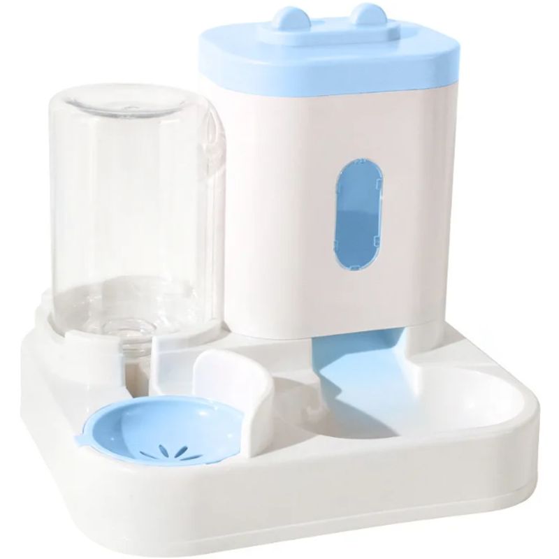 GENERICO - Dispensador Automático De Comida Y Agua Para Mascotas 2en1 Celeste