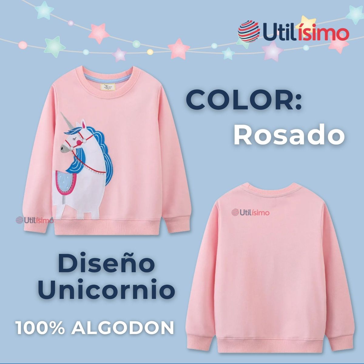 JUMP KIDS - Polerón Algodòn Cuello Redondo Niña Rosado Unicornio