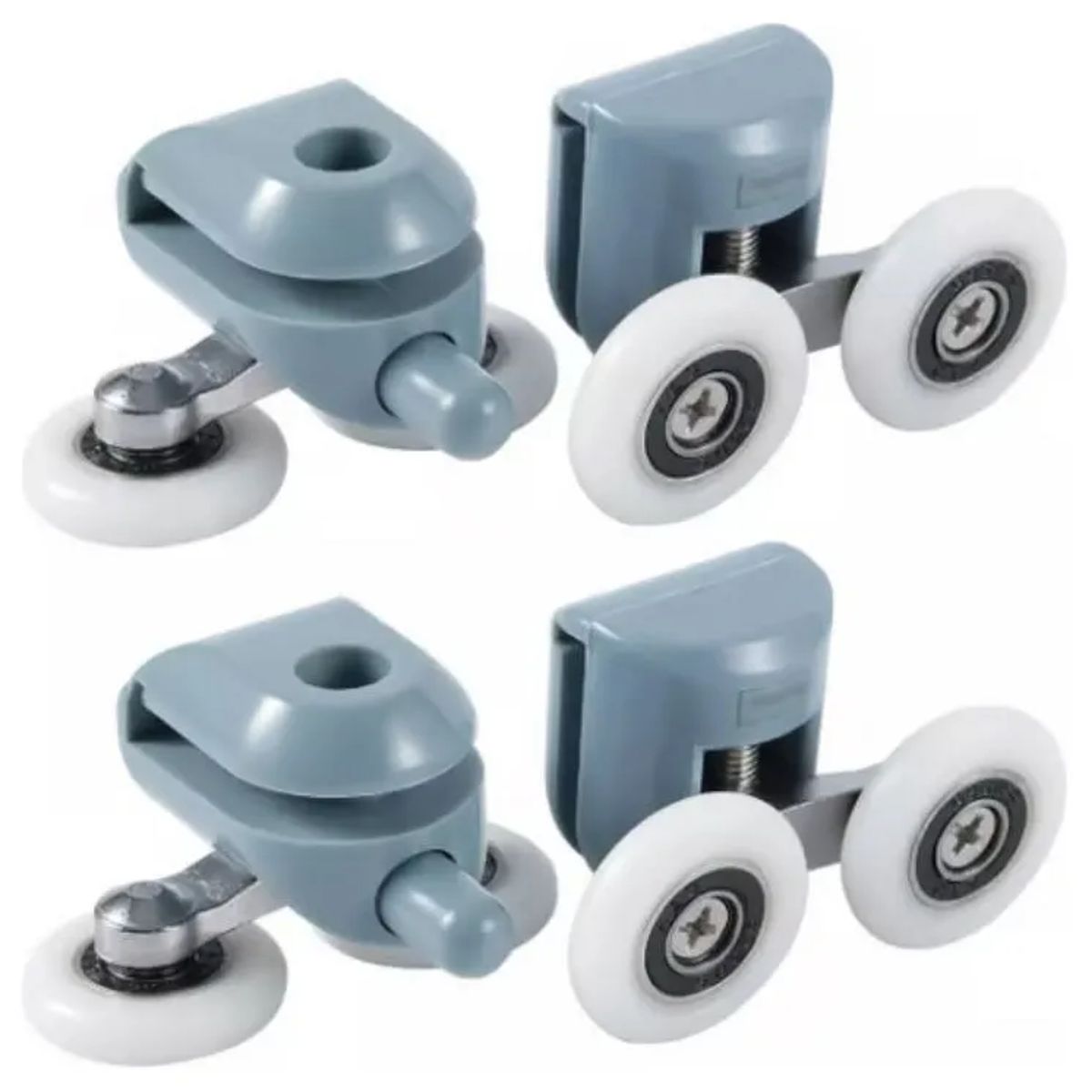 GENERICO - 4 Carros Ruedas doble Para ShowerDoor (2 Inferiores 2 Superiores)