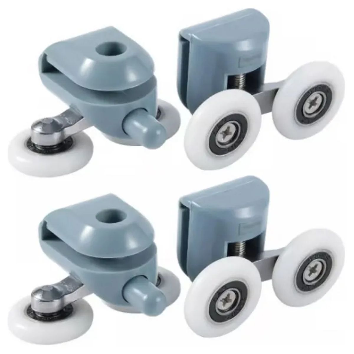 GENERICO - 4 Carros Ruedas doble Para ShowerDoor (2 Inferiores 2 Superiores)