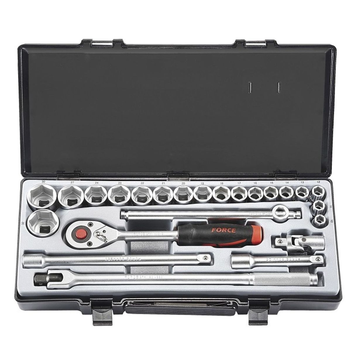 FORCE - Juego De Dados Hexagonales 1/2`` 10-32mm (4223), Force Negro