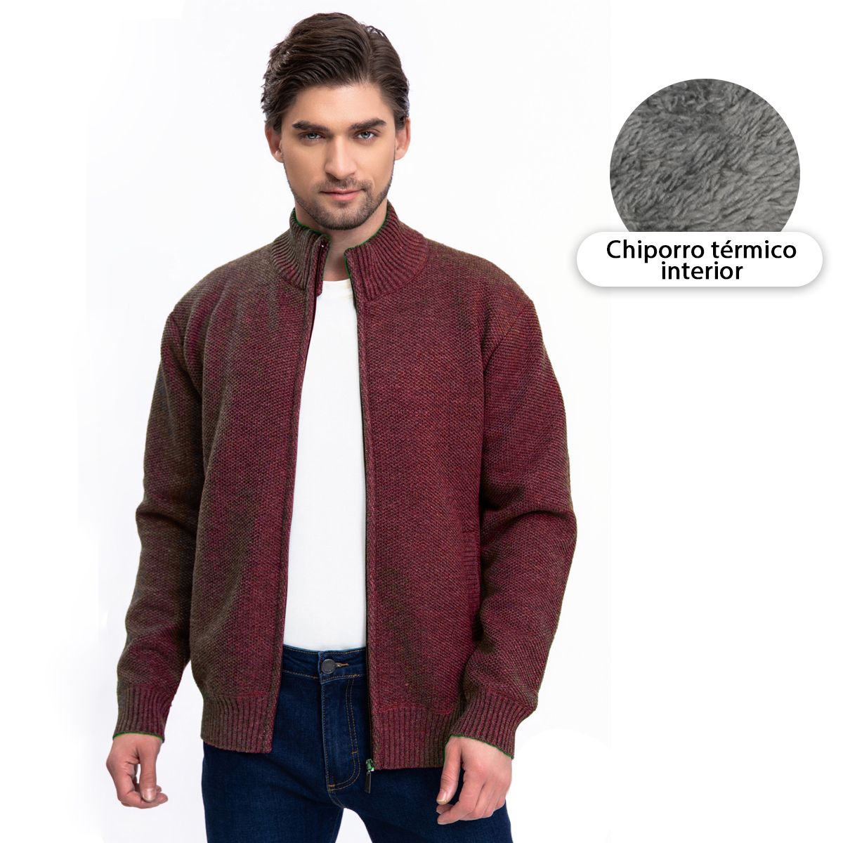 HERIEL - Sweater Chaleco Térmico Forrado Chiporro Mezcla Lana Hombre Cierre