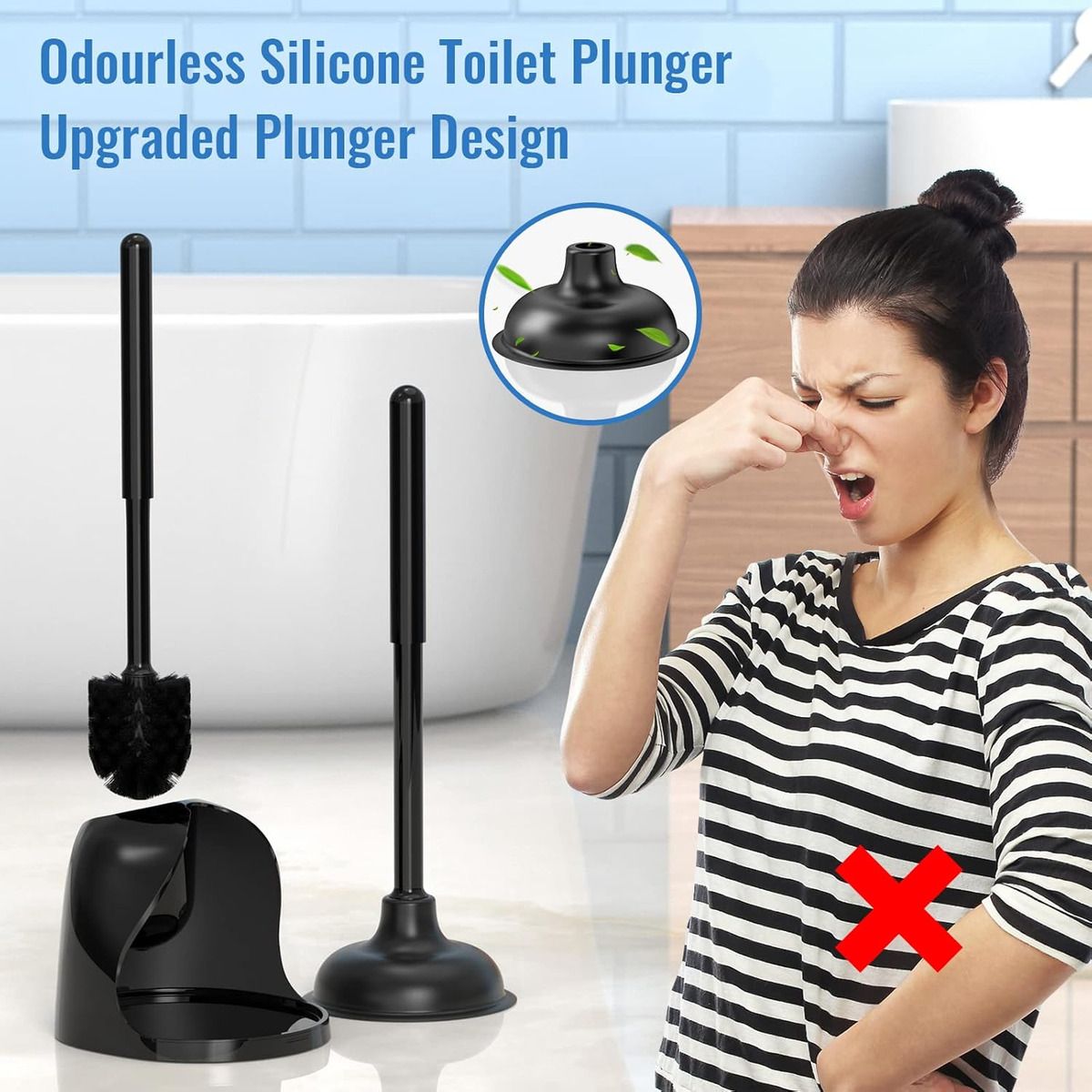 EVERSO - Cepillo Escobilla Sopapo Inodoro Baño Set Limpieza 2 En 1