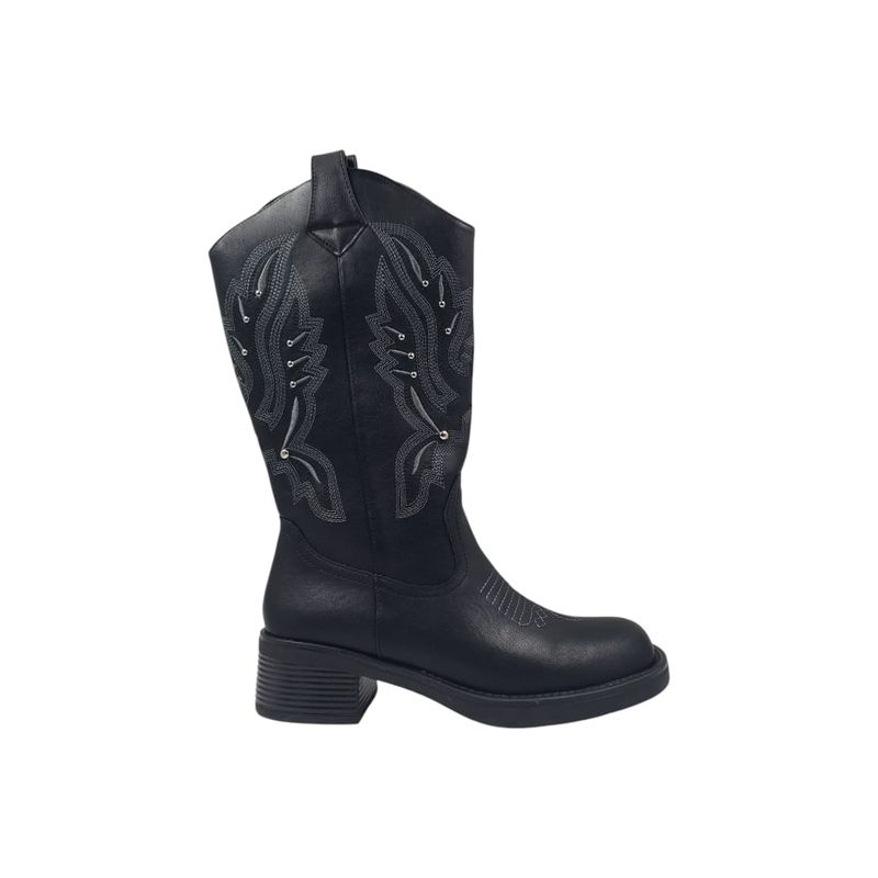 HERIEL - Bota Negra Texana Mujer