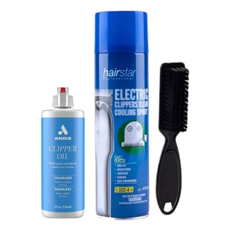 GENERICO - Pack Limpieza Maquina Spray Enfriador + Aceite +cepillo Fade Adis