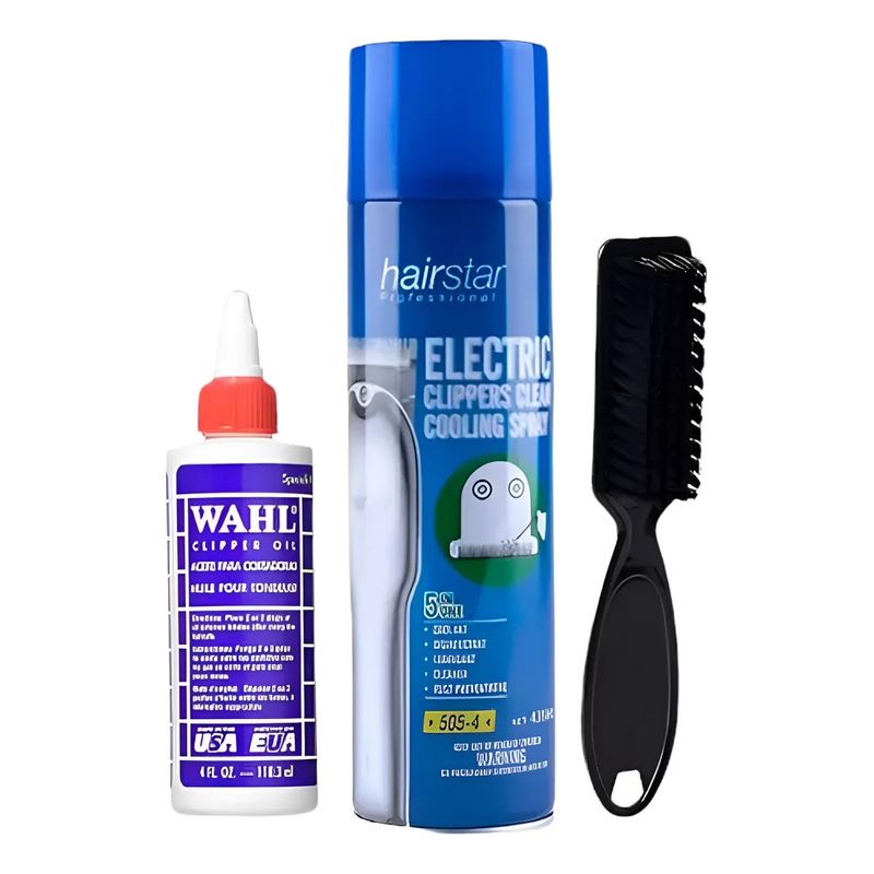 GENERICO - Pack Limpieza Maquina Spray Enfriador + Aceite +cepillo Fade Whal