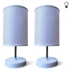 GENERICO - Pack X2 Lámparas Velador Con Pantalla Decoración Dormitorios