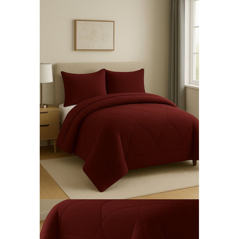 ANNGEBUT - Cobertor Sherpa King Reversible Color Burdeo con Funda  Invierno Ultra Suave