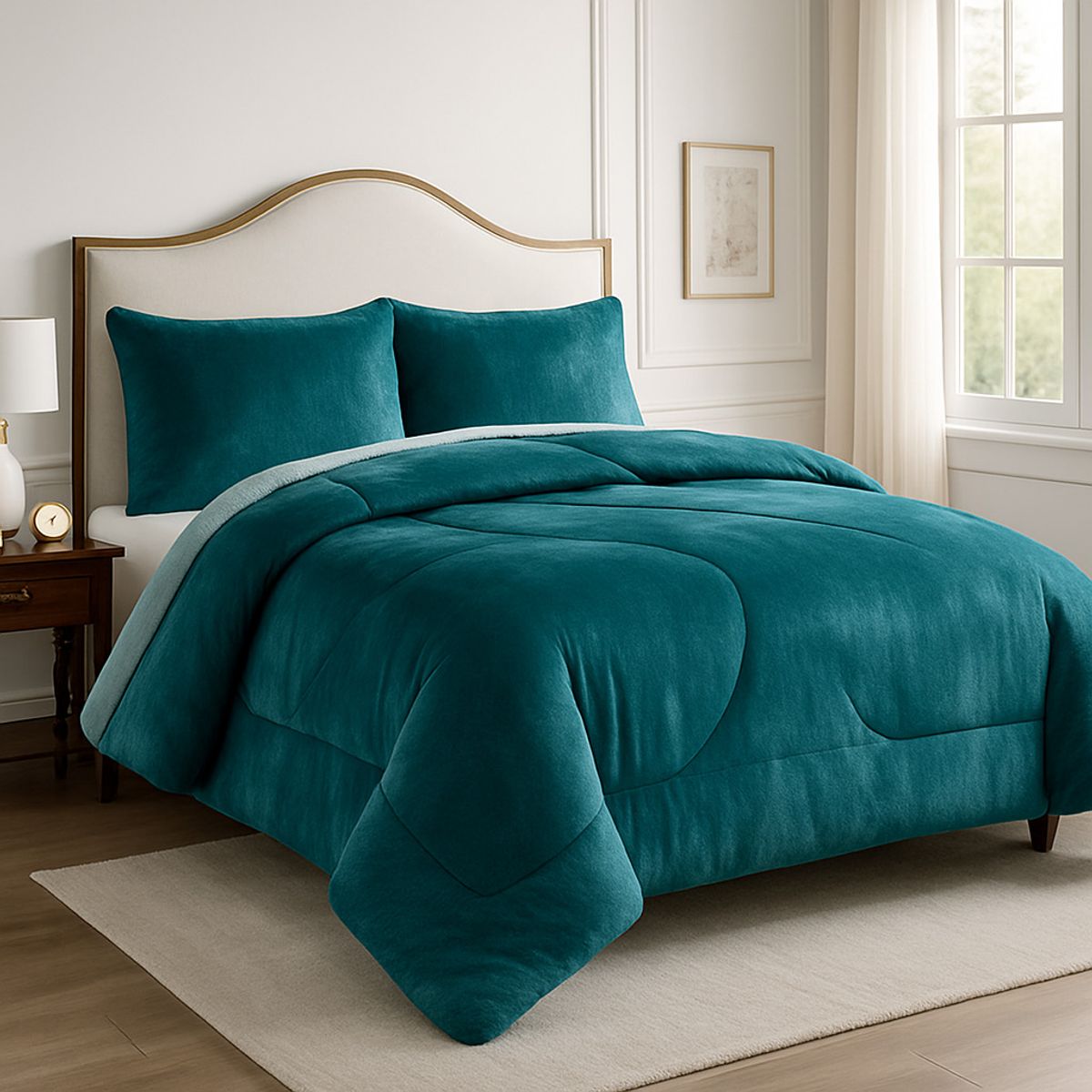 ANNGEBUT - Cobertor Sherpa 1.5 Plazas Turquesa Reversible – AnnGebut