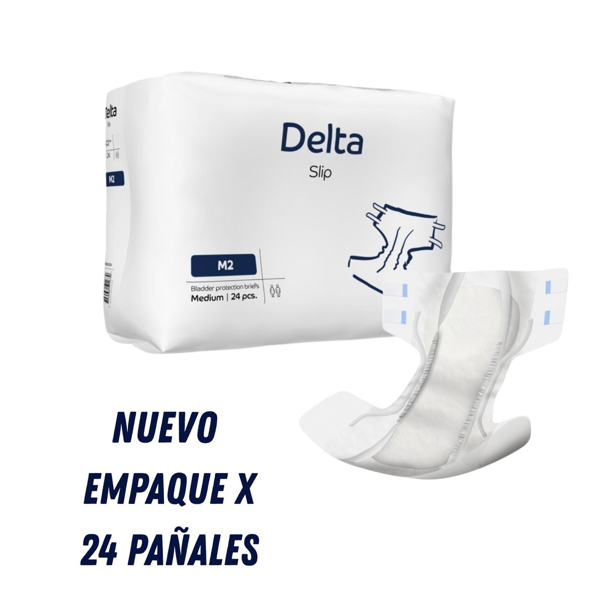 ABENA - Pañal Anatómico Delta Slip M2 Medium, 24 unidades