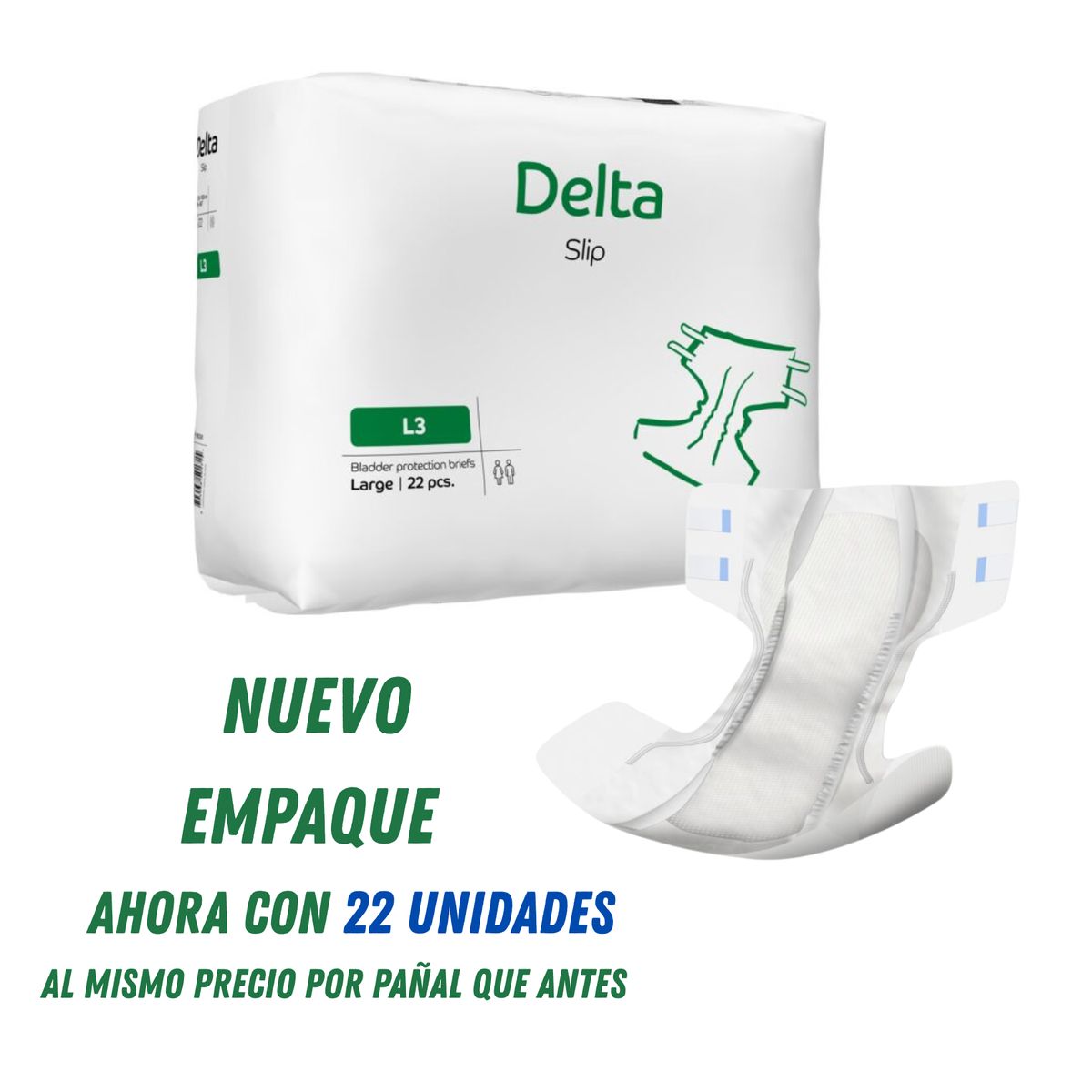 ABENA - Pañal para Adultos Anatómico Abena Delta Slip L3. 22 Unid