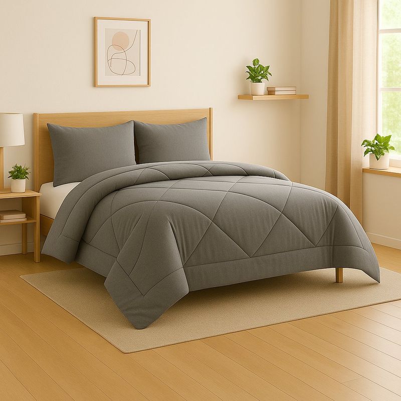 ANNGEBUT - Cobertor Sherpa 2 Plazas Gris Perla Reversible  AnnGebut