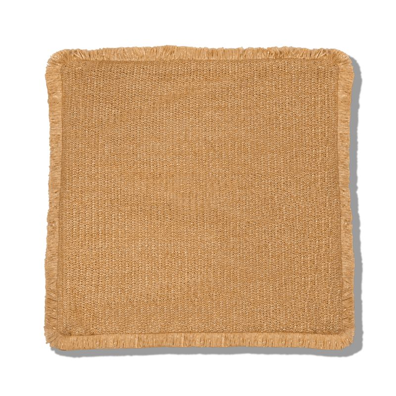 VADELL - Funda de cojín de rafia beige con flecos de 45 x 45 cm