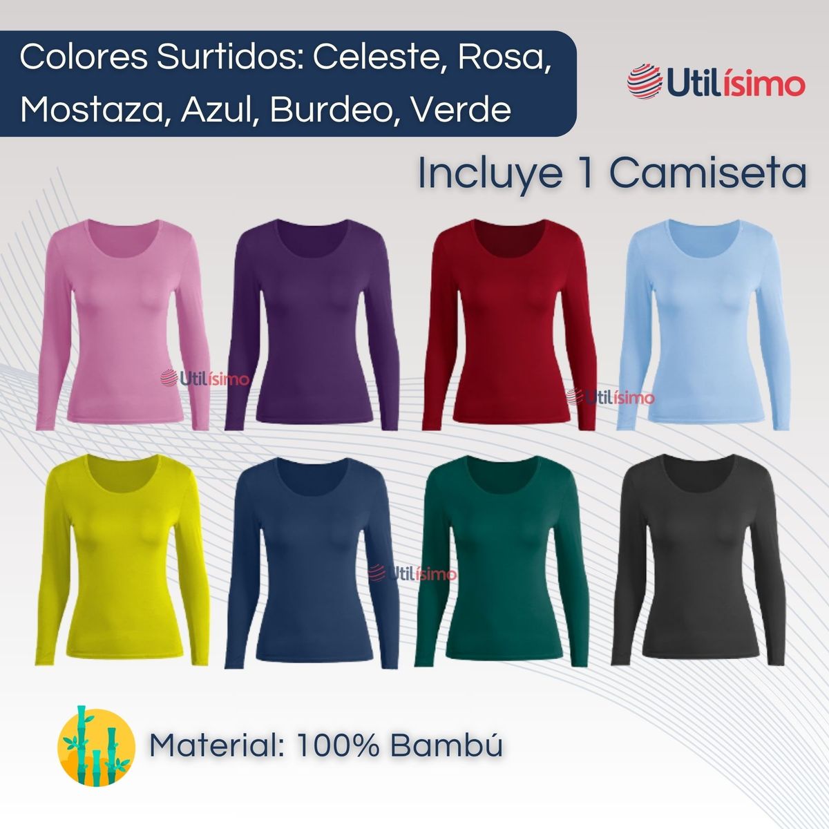 UTILISIMO - Camiseta Bambù Manga Larga Primera Capa Mujer Polera