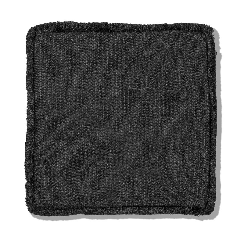 VADELL - Funda de cojín de rafia negro con flecos de 45 x 45 cm