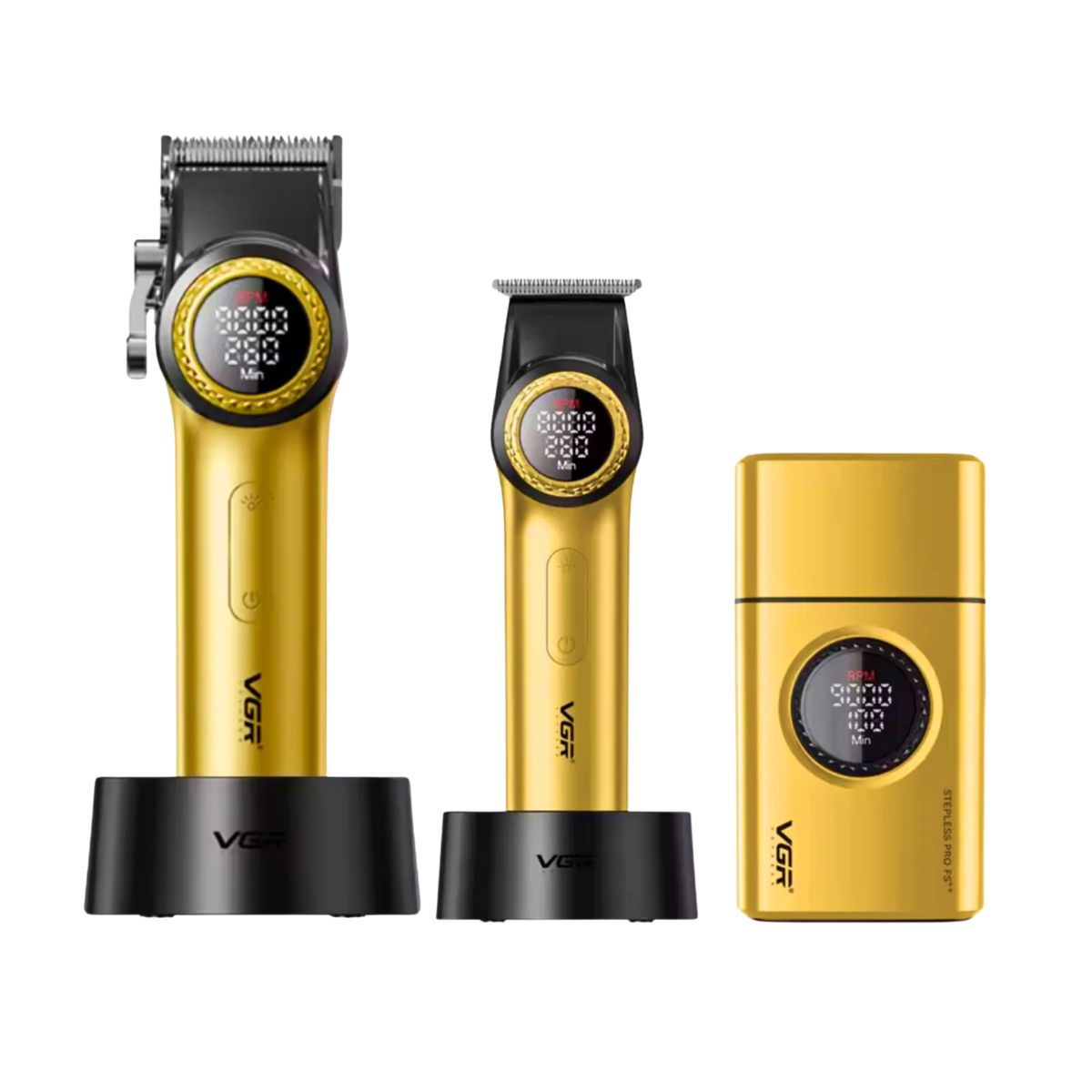 VGR - Barber Combo VGR Cortapelo V001 + Patillera V977+ Shaver V377 Gold