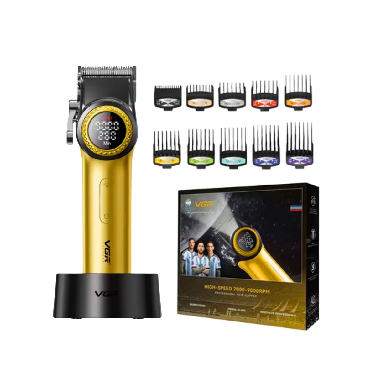 VGR - Barber Combo VGR Cortapelo V001 + Patillera V977+ Shaver V377 Gold