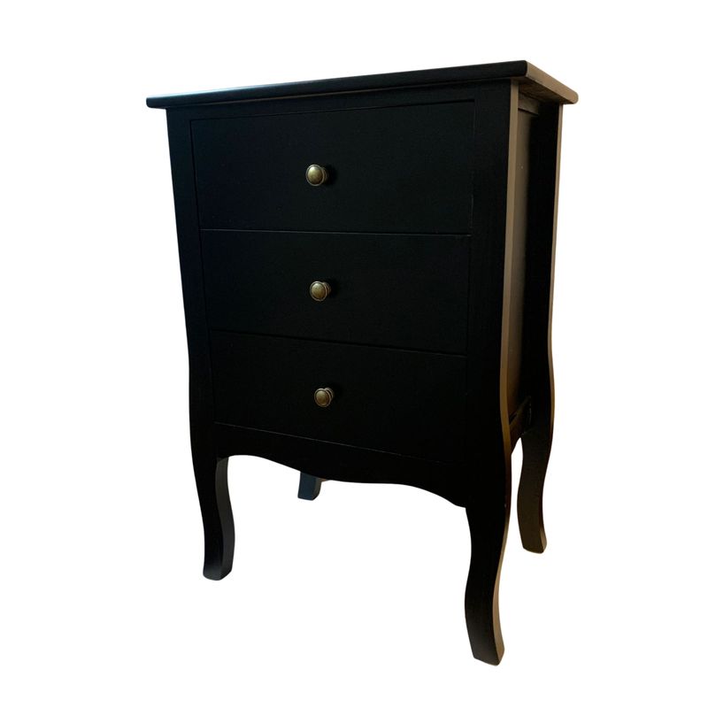 ITAHOME - VELADOR DORMITORIO IMPERIA 3 CAJONES NEGRO