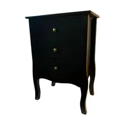 ITAHOME - VELADOR DORMITORIO IMPERIA 3 CAJONES NEGRO