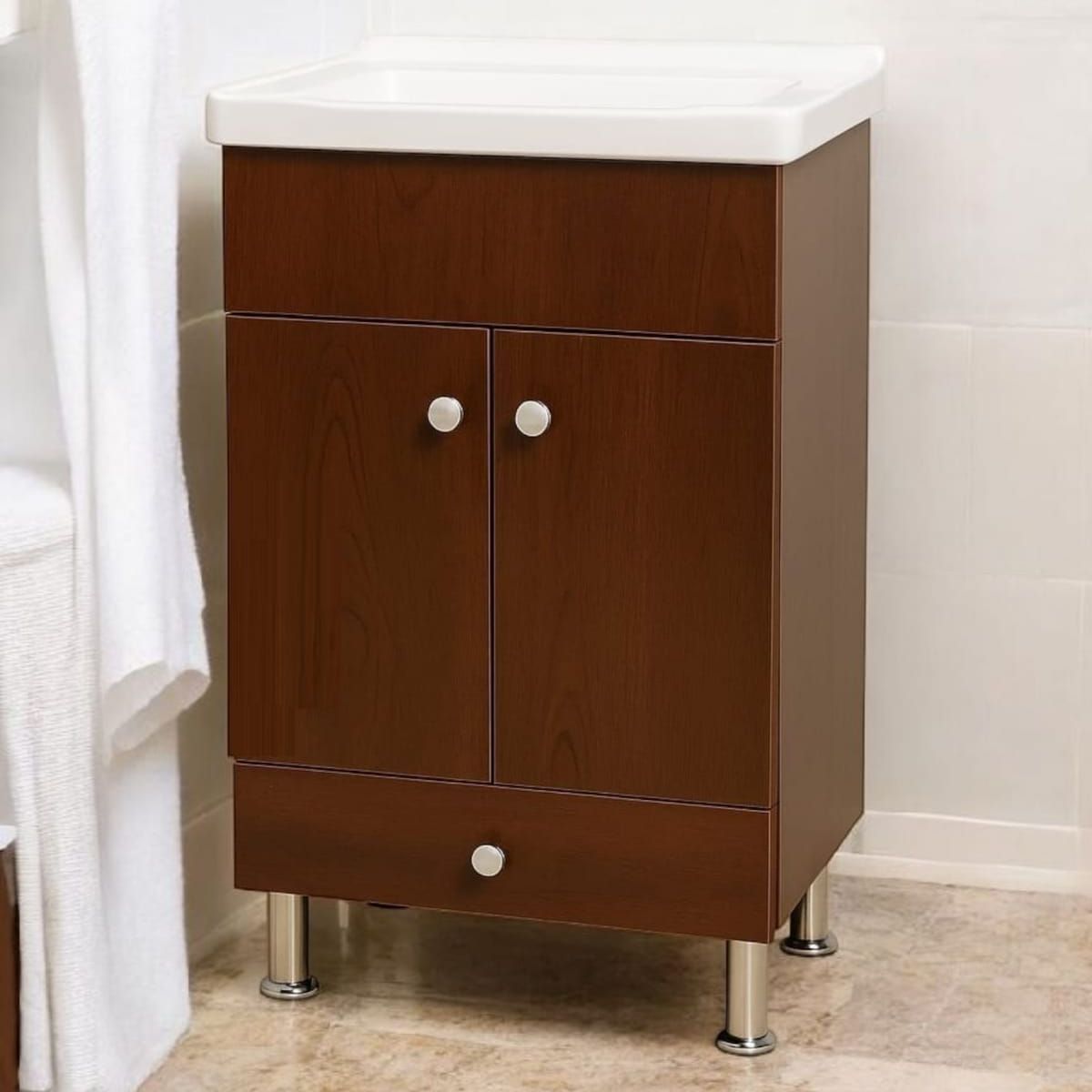 GENERICO - Mueble Baño Lavamanos Y Patas Metálica 50x37x89cm Marrón