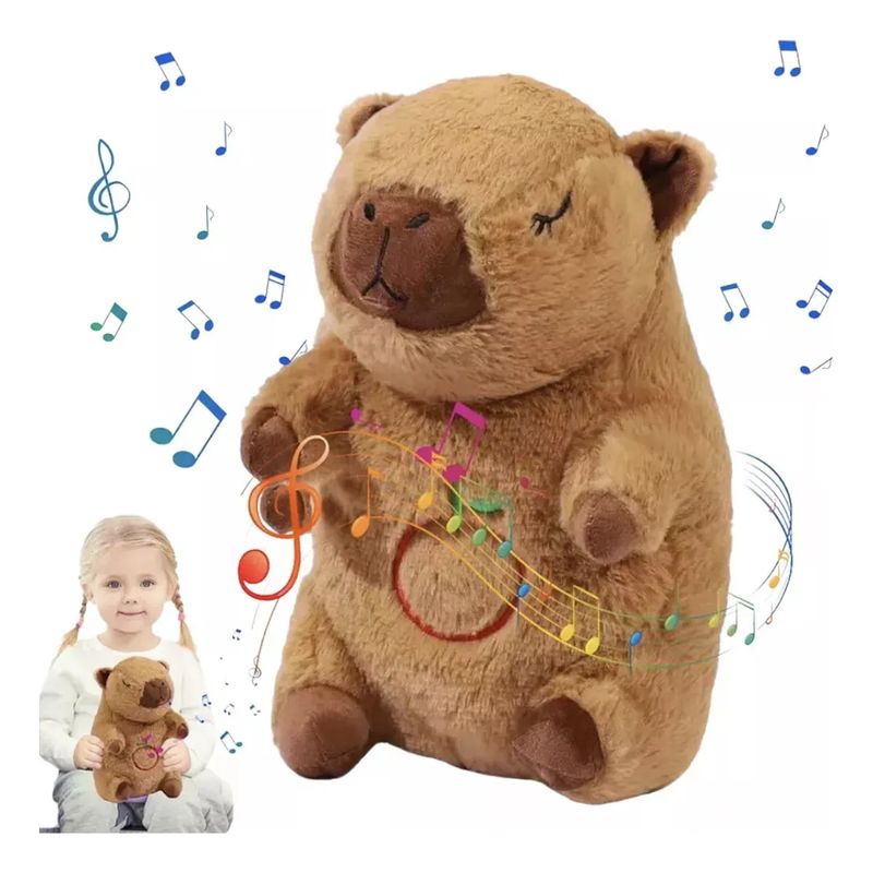 PUREPOWER - Peluche Capibara Que Respira Para Dormir Con Luz y Sonido