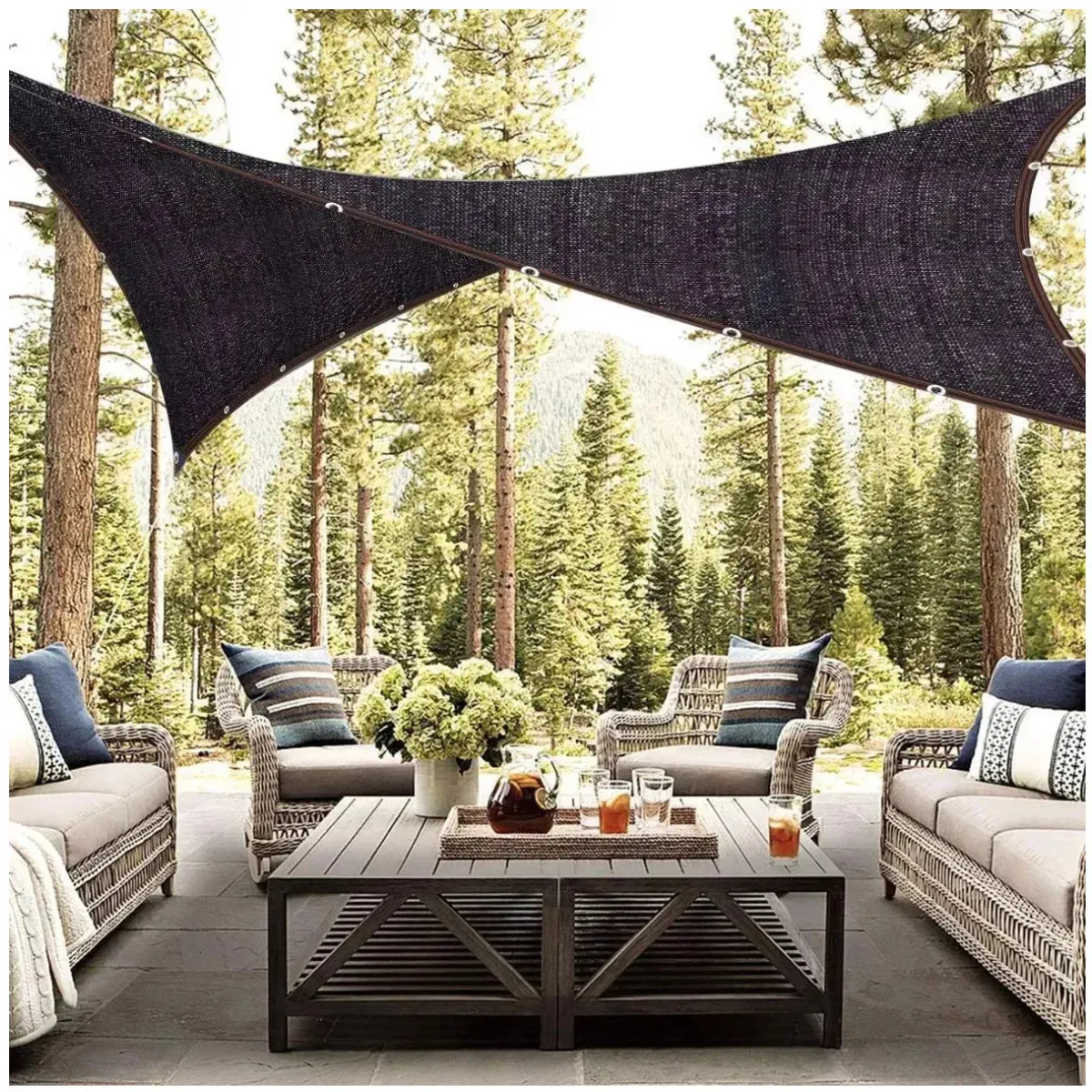 KUANGYE - Malla Sombra Vela Tela Lona Toldos 5x3 Raschel 90% Sombra