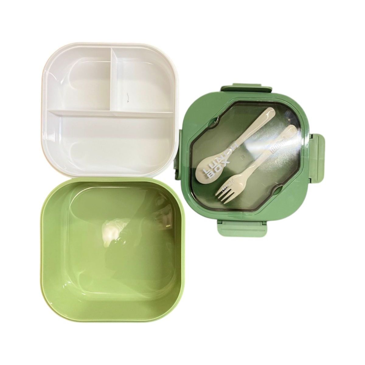 GENERICO - Lonchera Bento Box 3 Compartimentos con Cubiertos Lonchera Hermética