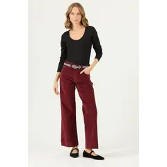 PRIVILEGE - Pantalon wide leg burdeo 2268 - Burdeos