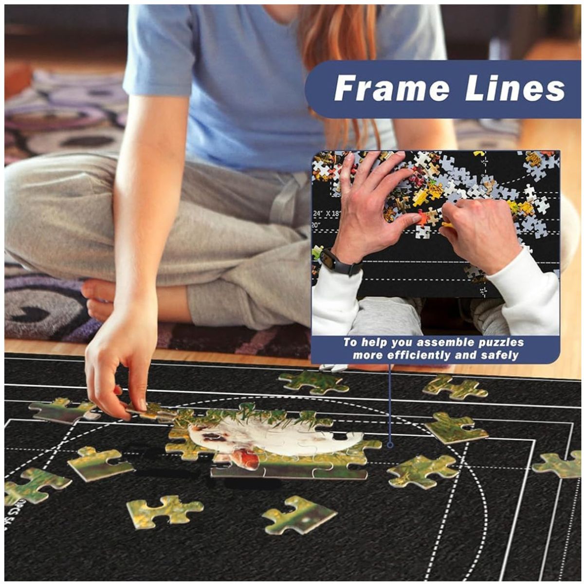 KUANGYE - Mat Para Puzzles 2000 Piezas Manta Rompecabezas 46 X 31inch