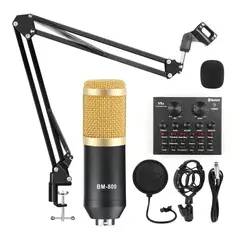 GENERICO - Microfono Condensador Soporte Brazo Tarjeta Sonido V8