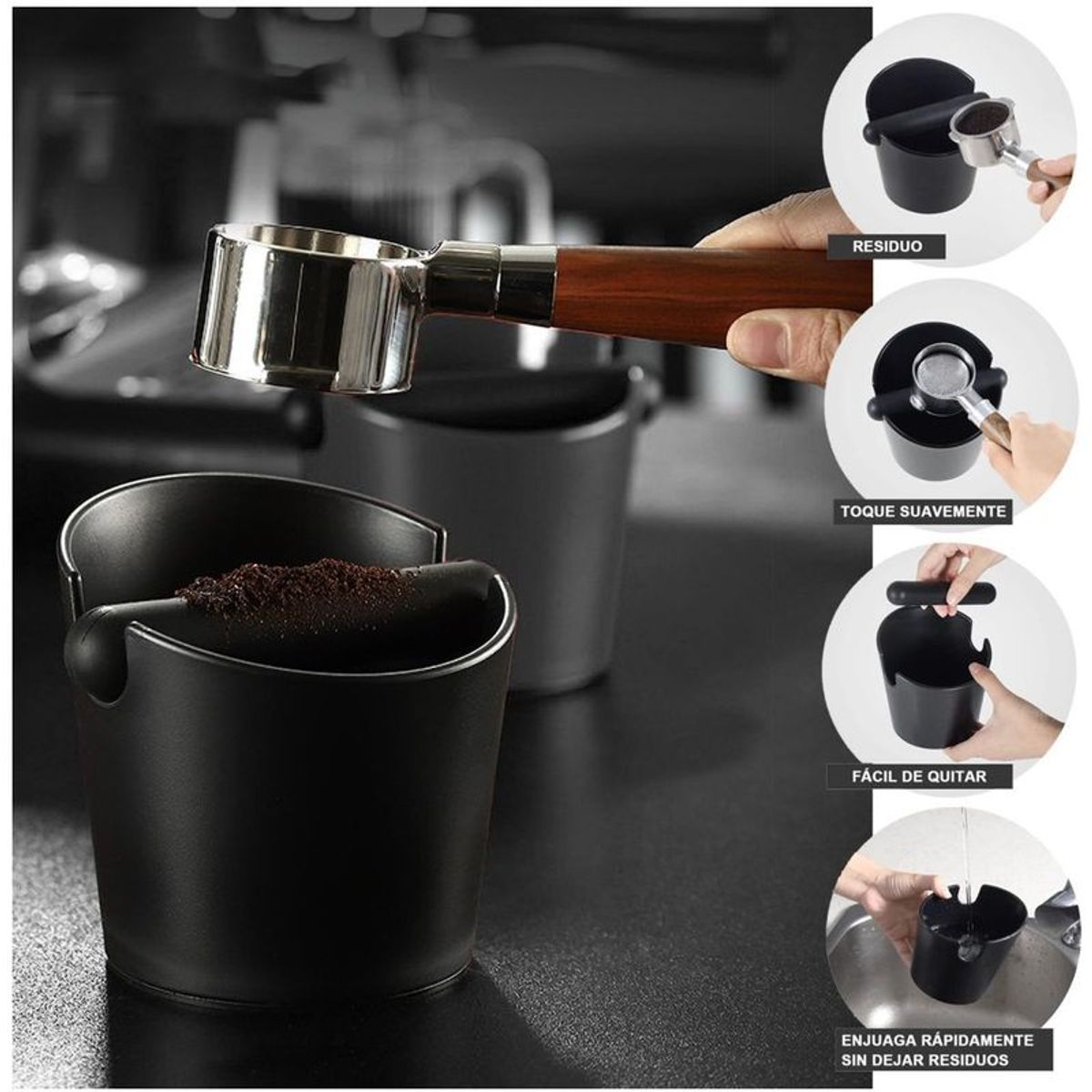 GENERICO - Contenedor De Basura Coffee Knock Box De Silicona Para Café