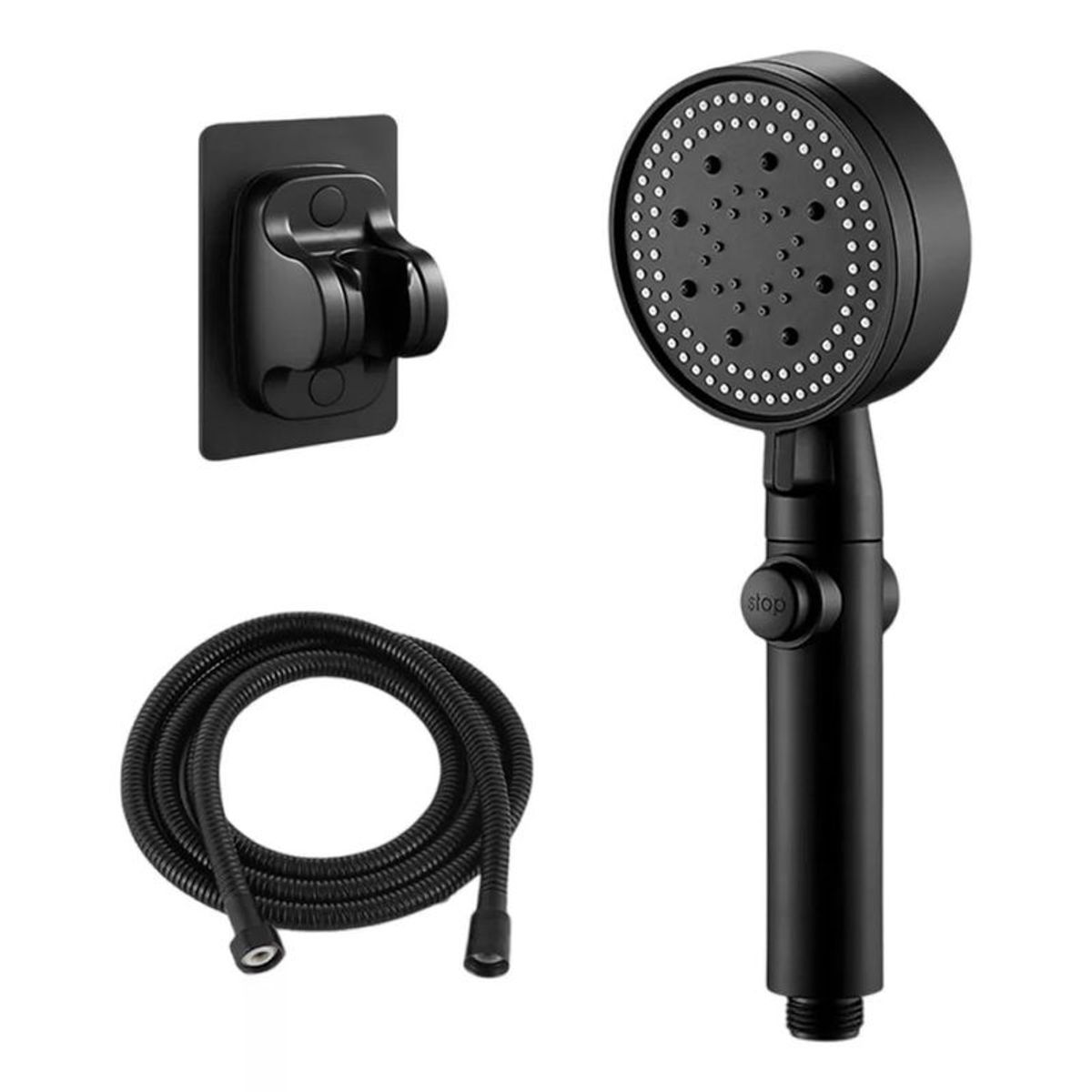 GENERICO - Cabezal Ducha Telefono Negro Aumenta Presion Presurizado